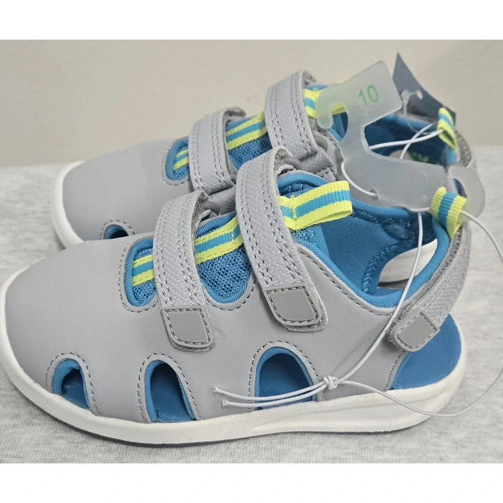 Cat & Jack Hank Toddler Boys Gray Blue Closed Toe Water friendly Sandals Size 10